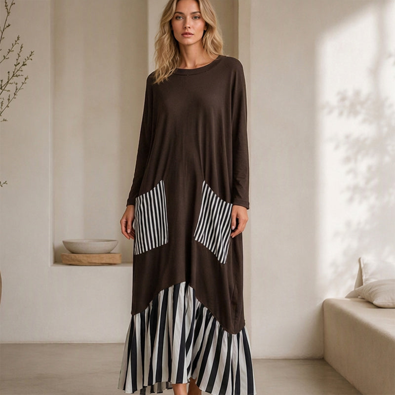 👗 Maxikleid mit Streifen-Patchwork