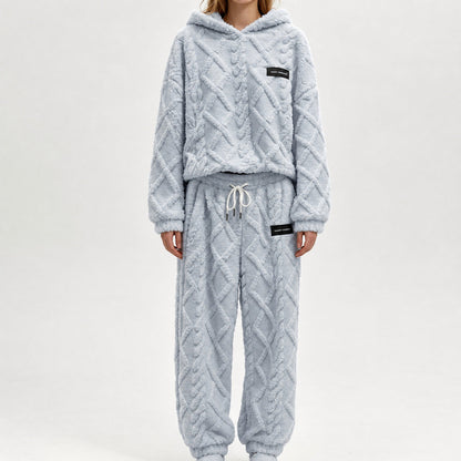👚👖Thermo-Fleece-Pyjama-Set, warme Hauskleidung, 2-teilig, auch draußen tragbar