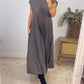 Femeile plisate rochie simplă de culoare solidă-12