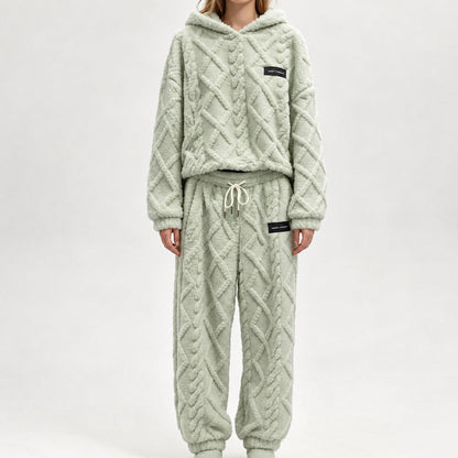 👚👖Thermo-Fleece-Pyjama-Set, warme Hauskleidung, 2-teilig, auch draußen tragbar