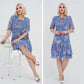 Rochie lungă elegantă cu mânecă scurtă plisată pentru femei-6