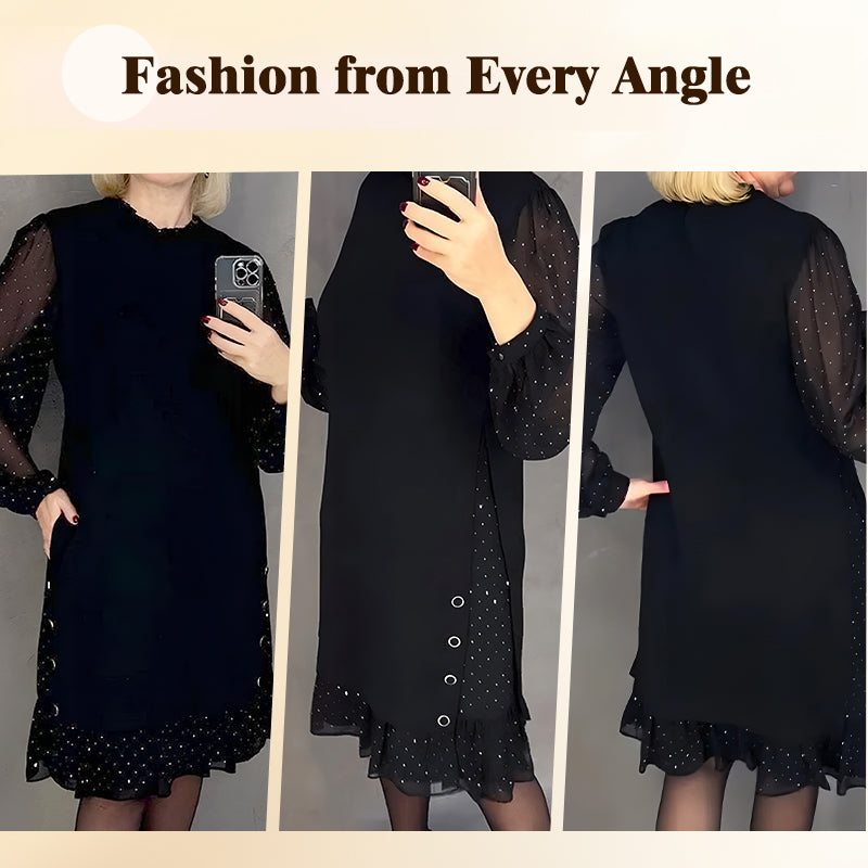 🔥Rochii cu gât rotund și strasuri simple pentru femei-4