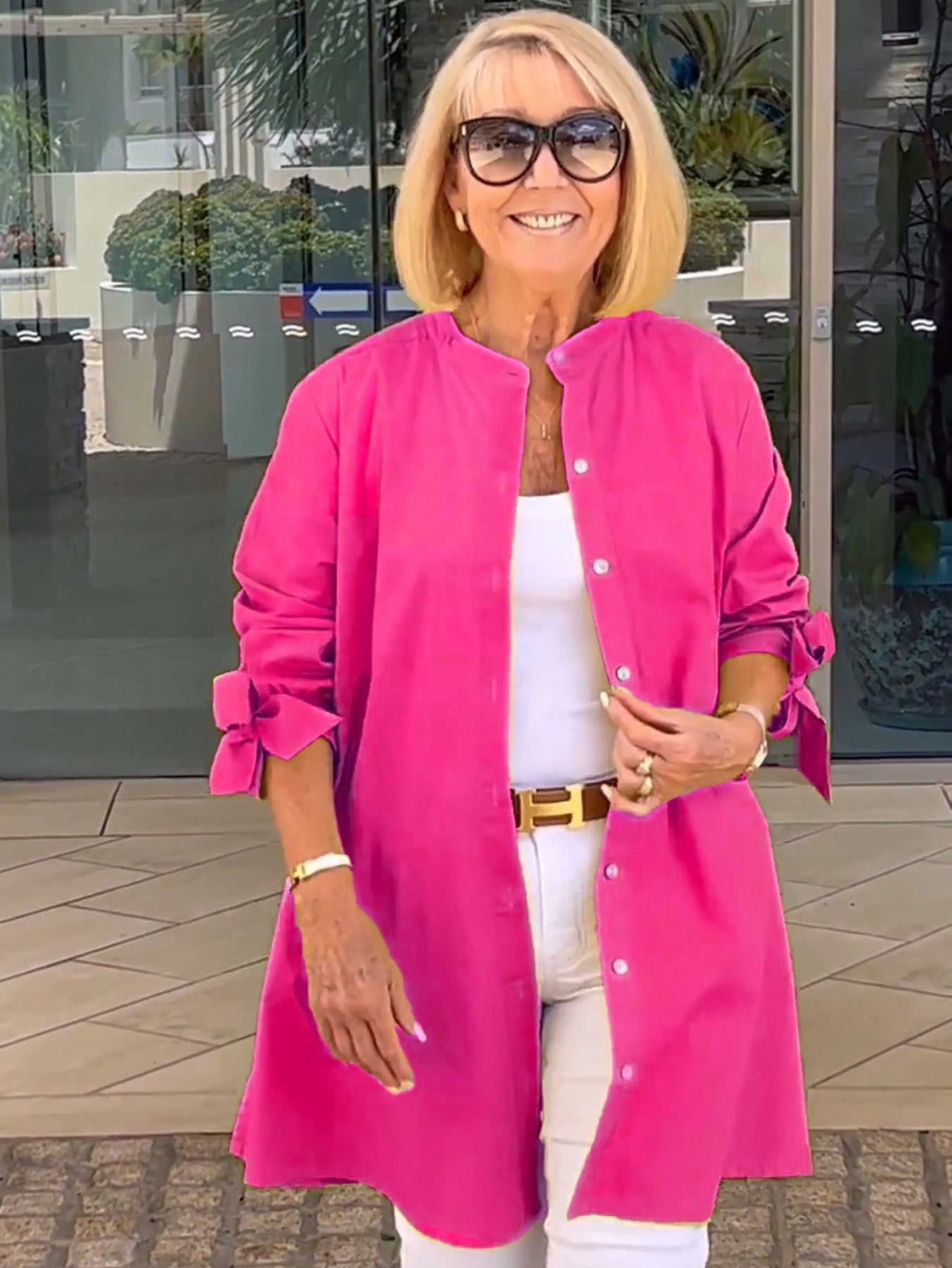 💕 Confortabile🌸Jachete lungi din bumbac de culoare solidă pentru femei-1