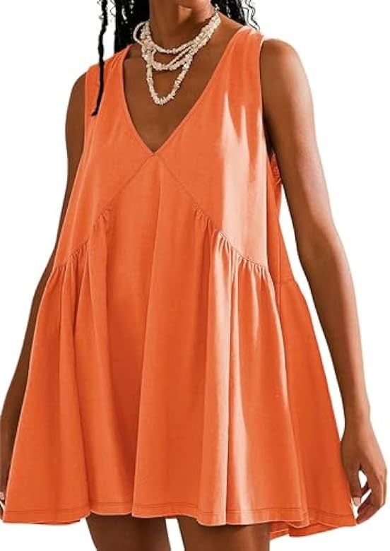 💃 Rochie mini de vară fără mâneci, cu decolteu în V, pentru femei-24