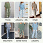 💖Set pantaloni imprimați și top cu gât rotund pentru femei-9