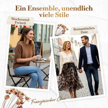 🔥Zweiteiliges Set für Damen bestehend aus Pullover und fließendem Rock mit Leopardenmuster