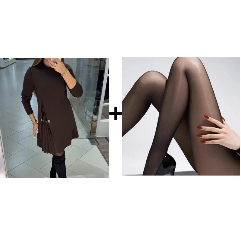 💝Rochie elegantă cu mâneci lungi și pliuri-14