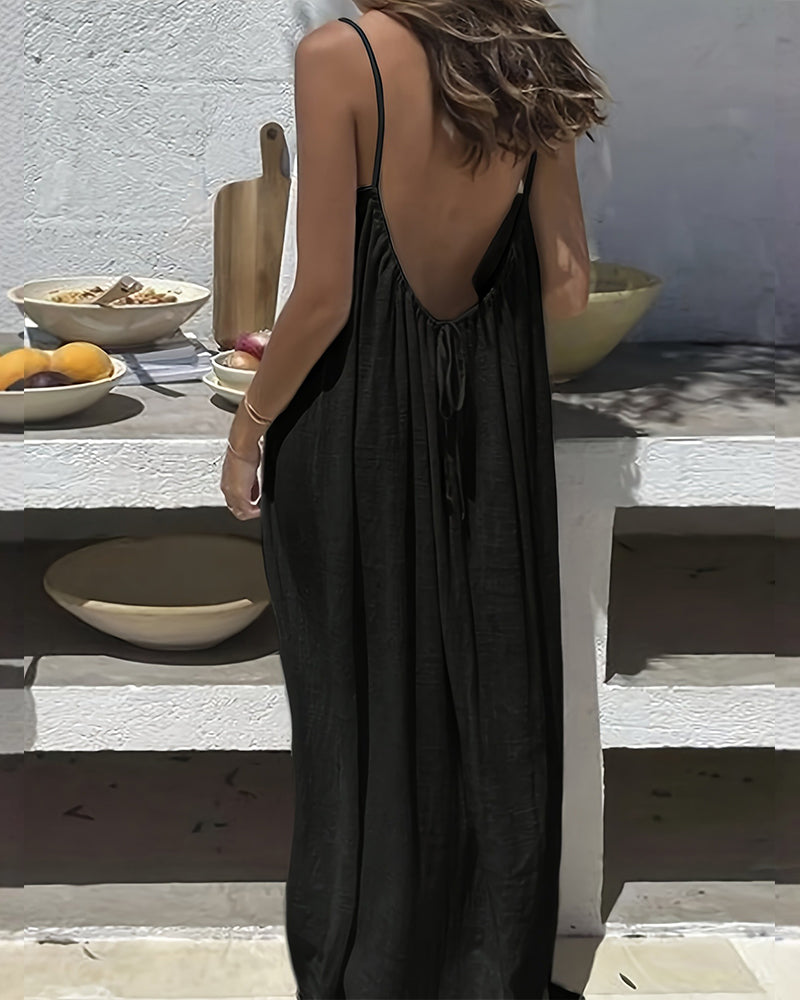 ✨Rochie simplă, fără mâneci, cu spate decupat, pentru femei💕-8