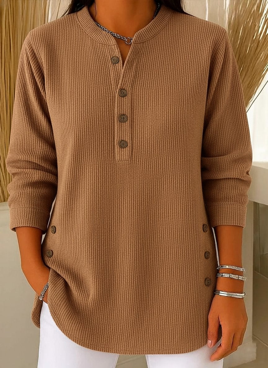 🎉 Bluză Henley din catifea pentru femei – elegantă, moale și versatilă 🧥📦-10