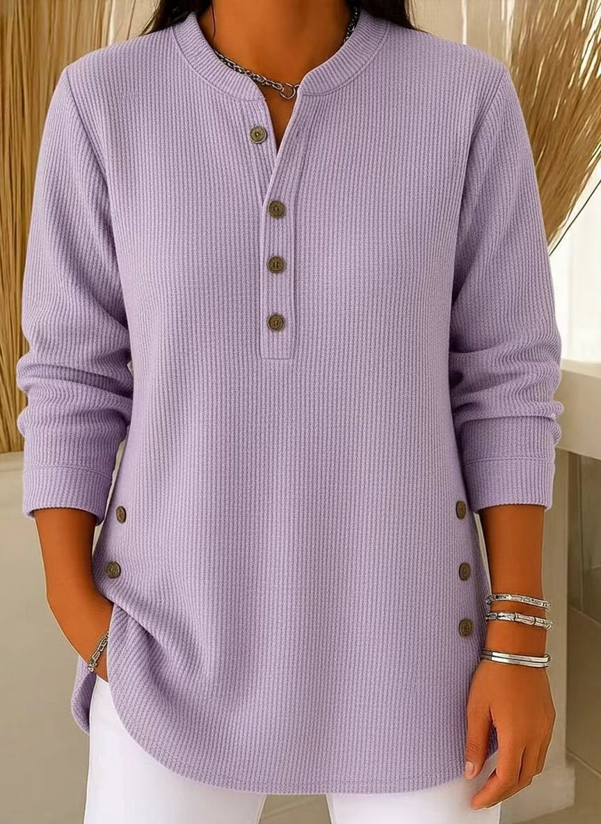 🎉 Bluză Henley din catifea pentru femei – elegantă, moale și versatilă 🧥📦-9