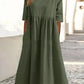 【S-5XL】👗Rochie din bumbac cu decolteu rotund și buzunare-5