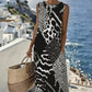 💐Rochie lungă fără mâneci, cu imprimeu leopard în stil patchwork-2