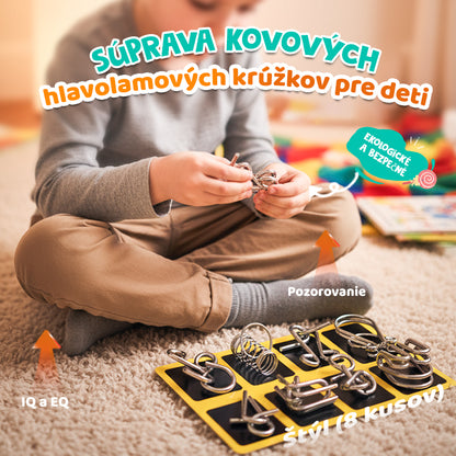 🧠🔠Μεταλλικό δαχτυλίδι παζλ, μπλε έκδοση οκτώ τεμαχίων, γρίφοι για το μυαλό