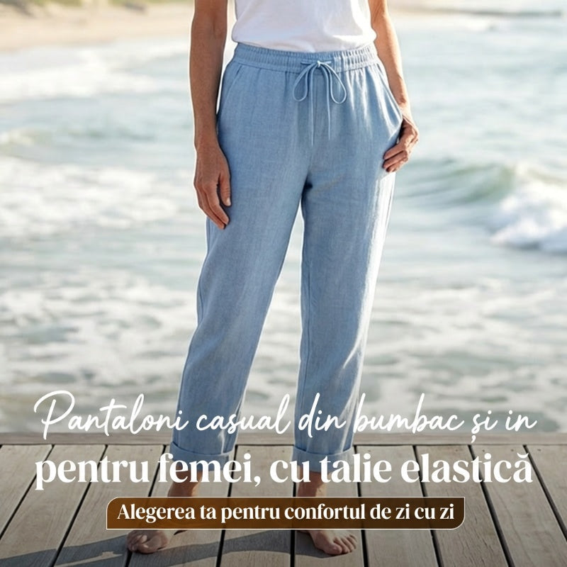 💓Pantaloni casual din bumbac și in pentru femei👖