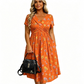 👗 Rochie pentru femei cu decolteu în V, imprimeu floral și talie răsucită