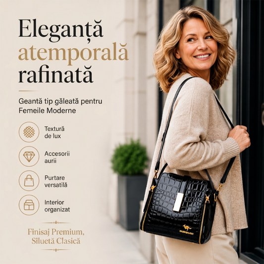 👜 Geantă de damă cu model crocodil lucios