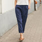 🌷【S-5XL】🥰Pantaloni largi din bumbac și in pentru femei în mărimi mari💖-3