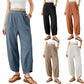 Pantaloni casual de gleznă pentru femei, cu croi lejer și talie elastică 👖