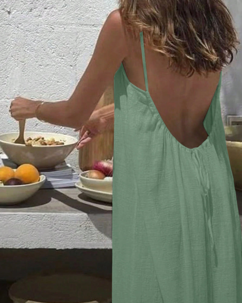 ✨Rochie simplă, fără mâneci, cu spate decupat, pentru femei💕-14