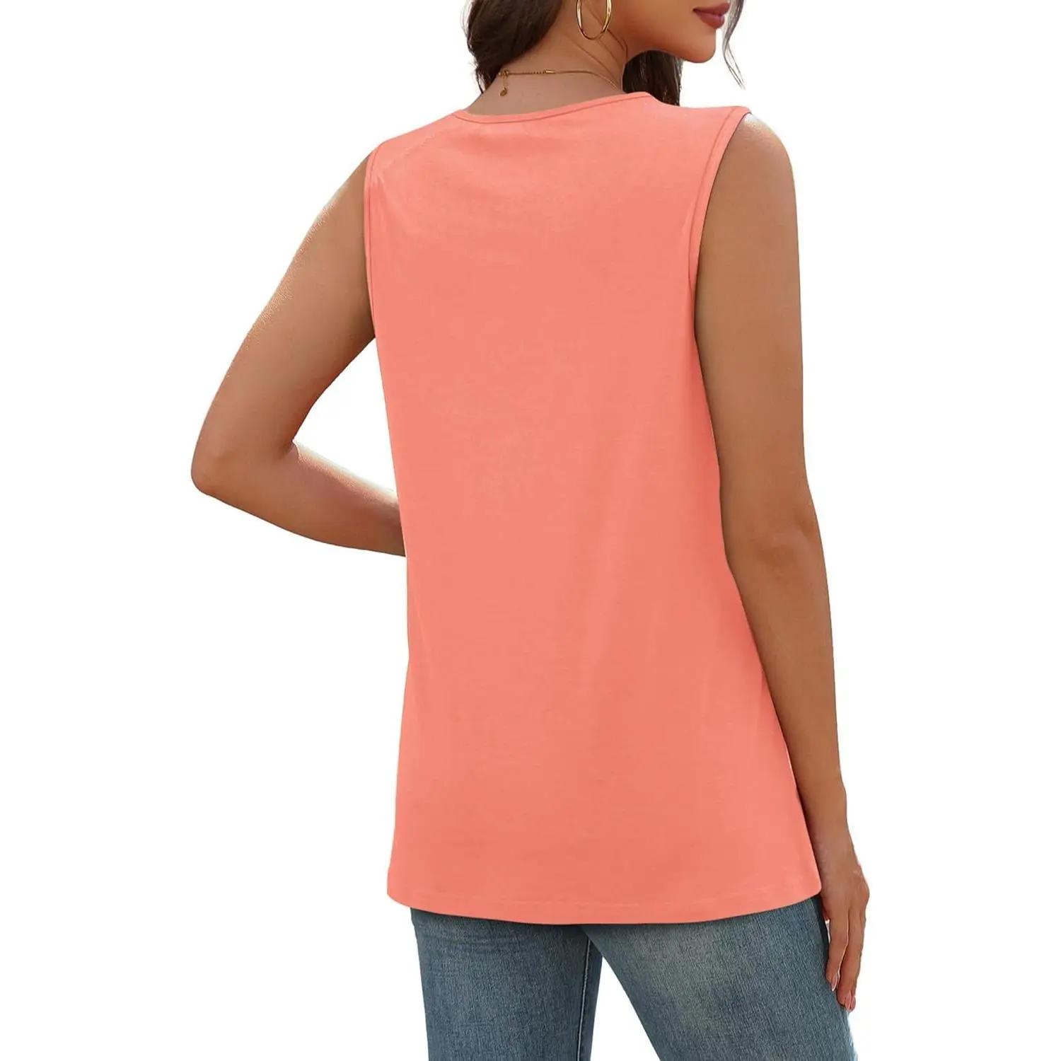 💐 Tricou larg fără mâneci, cu guler în V, pentru femei-9
