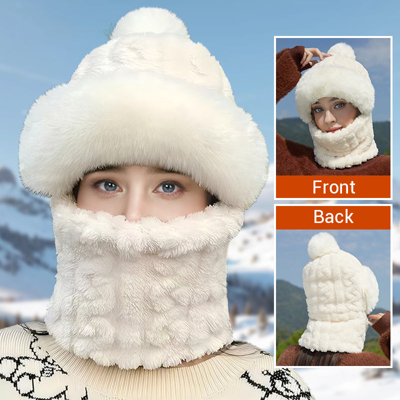 Women's Winter Warm Windproof Plush Scarf Hat
