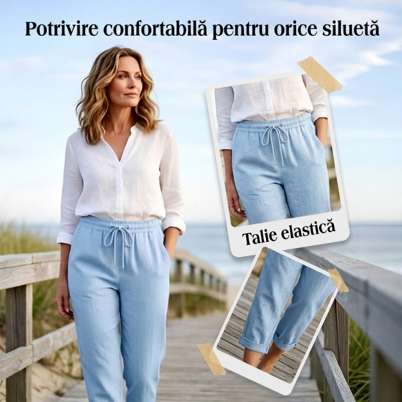 💓Pantaloni casual din bumbac și in pentru femei👖-1