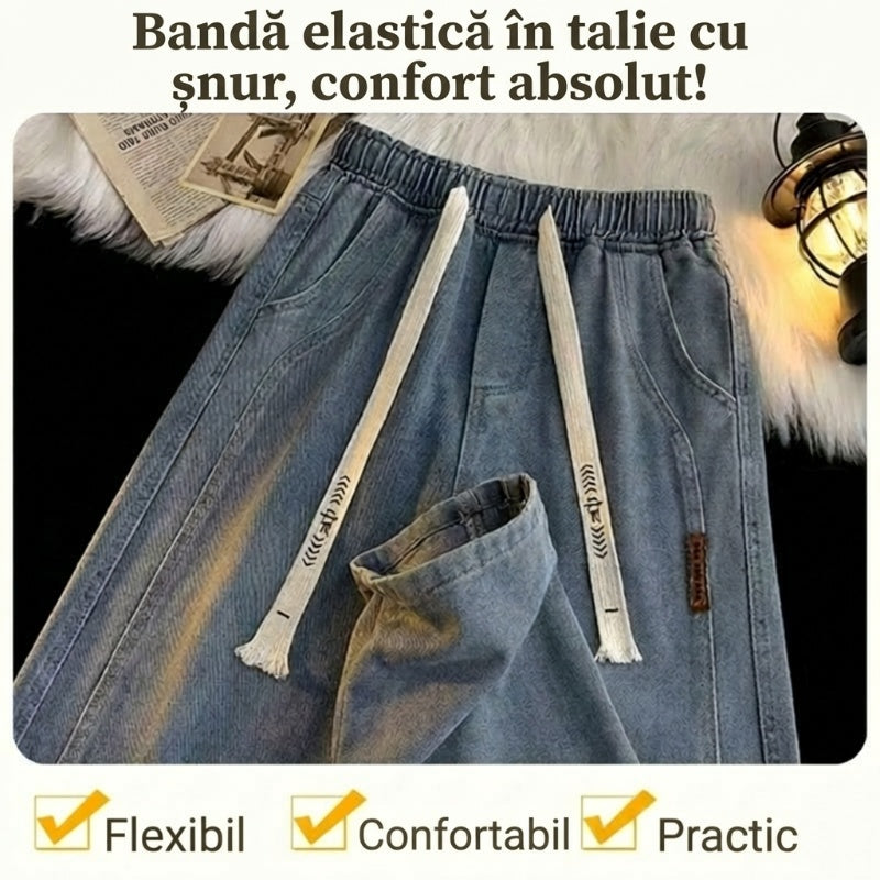💐 Blugi drepți largi pentru bărbați-4