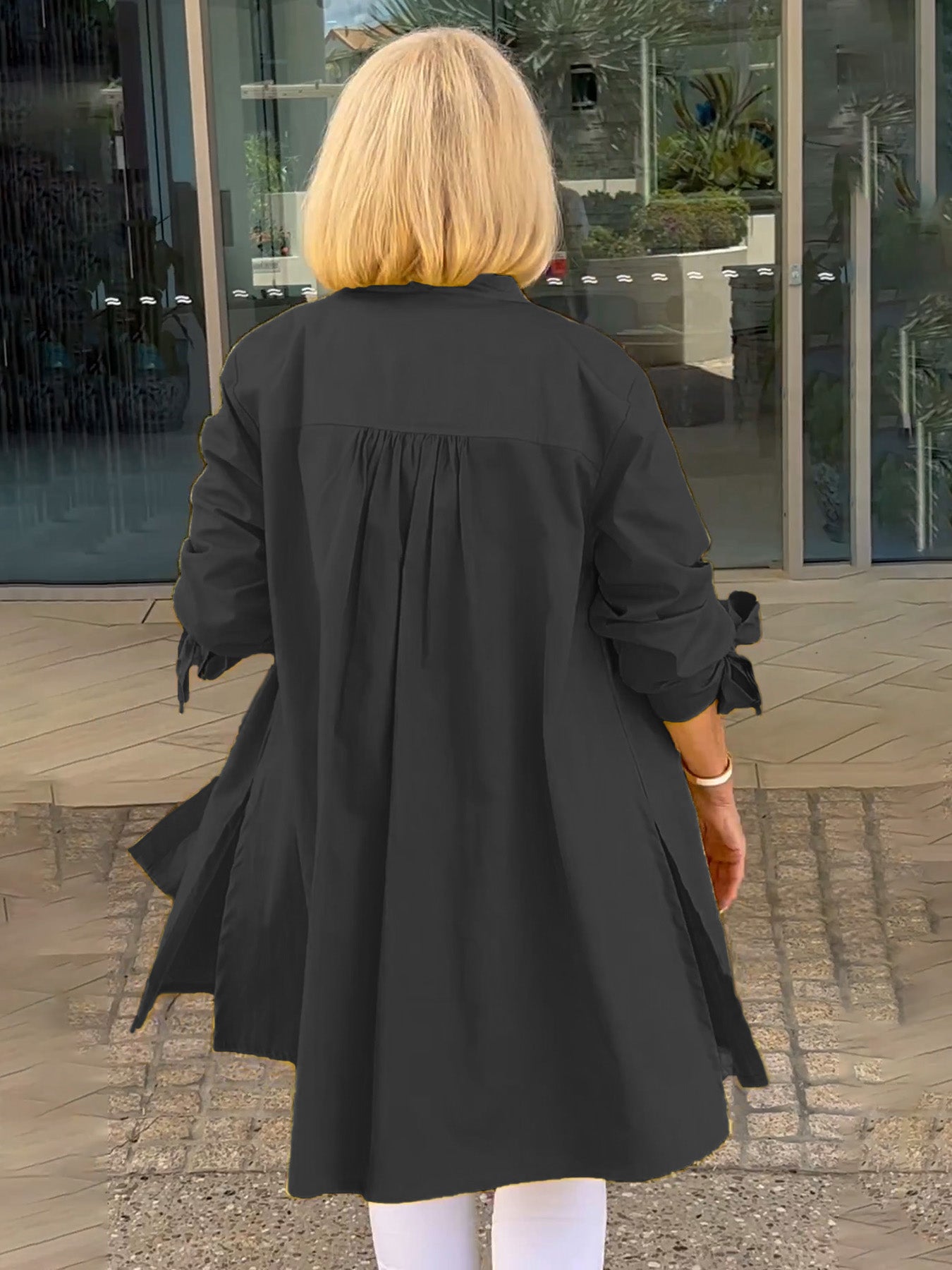 💕 Confortabile🌸Jachete lungi din bumbac de culoare solidă pentru femei-19