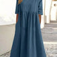 【S-5XL】👗Rochie din bumbac cu decolteu rotund și buzunare-7