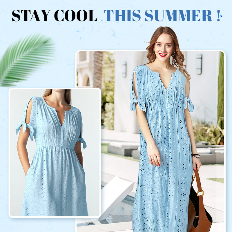 💃Rochie elegantă pentru femei, cu decolteu în V și decupaje solide-11