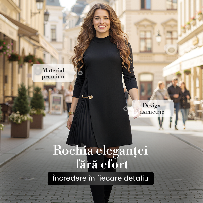 💝Rochie elegantă cu mâneci lungi și pliuri