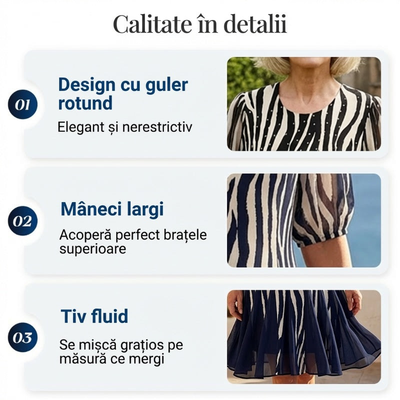 Rochie vaporoasă cu imprimeu zebră pentru femei-5