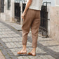 🌷【S-5XL】🥰Pantaloni largi din bumbac și in pentru femei în mărimi mari💖-9