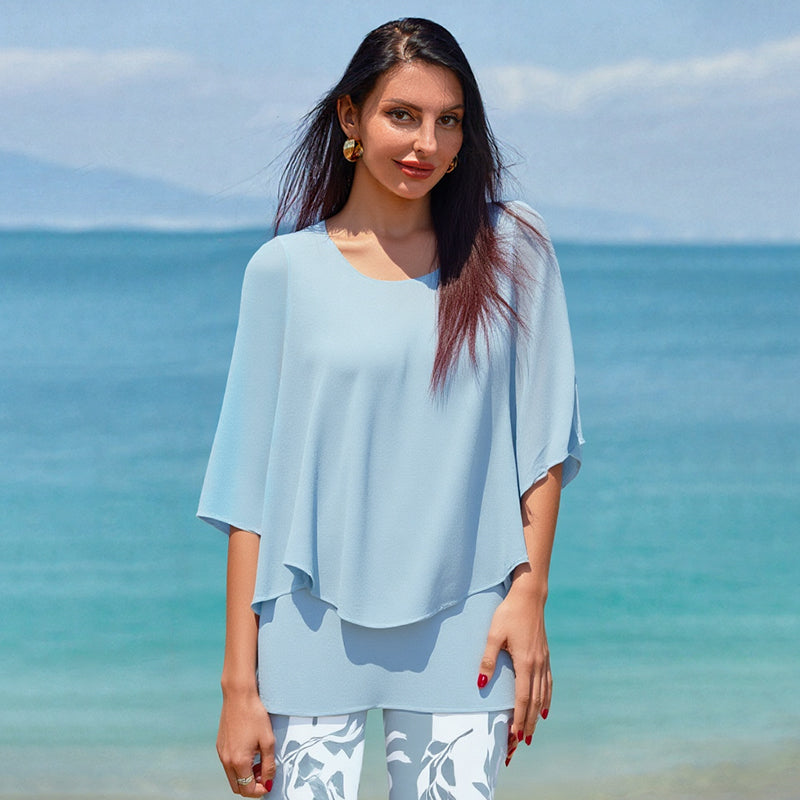 💖Set pantaloni imprimați și top cu gât rotund pentru femei-3
