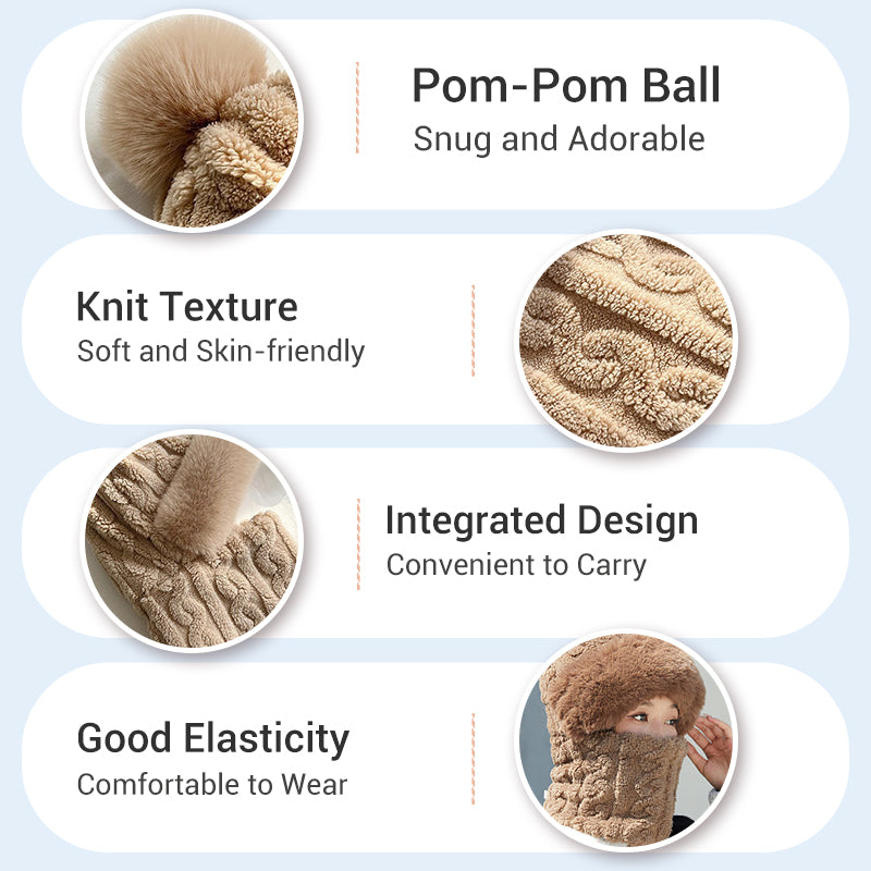 Women's Winter Warm Windproof Plush Scarf Hat