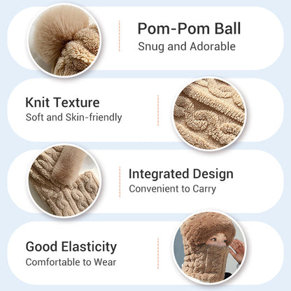 Women's Winter Warm Windproof Plush Scarf Hat