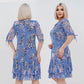 Rochie lungă elegantă cu mânecă scurtă plisată pentru femei-5