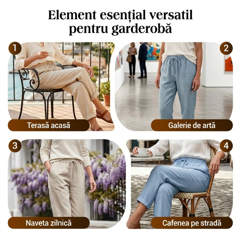 💓Pantaloni casual din bumbac și in pentru femei👖-8