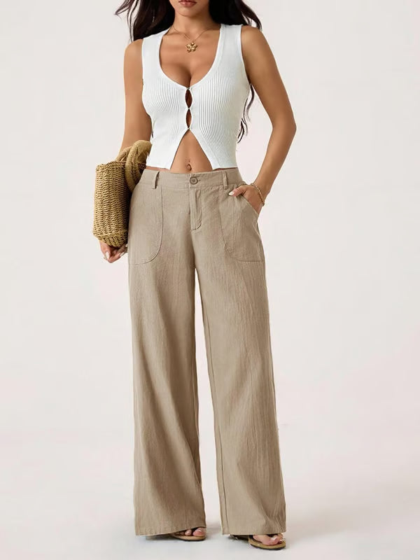 🔥LAST DAY 49% OFF ☀️🛍️Women's Summer Classical Cotton-Linen Lightweight Palazzo Pants-12