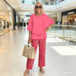 👚 Set Casual Femei: Top cu Gât Rotund & Pantaloni 🌿-3