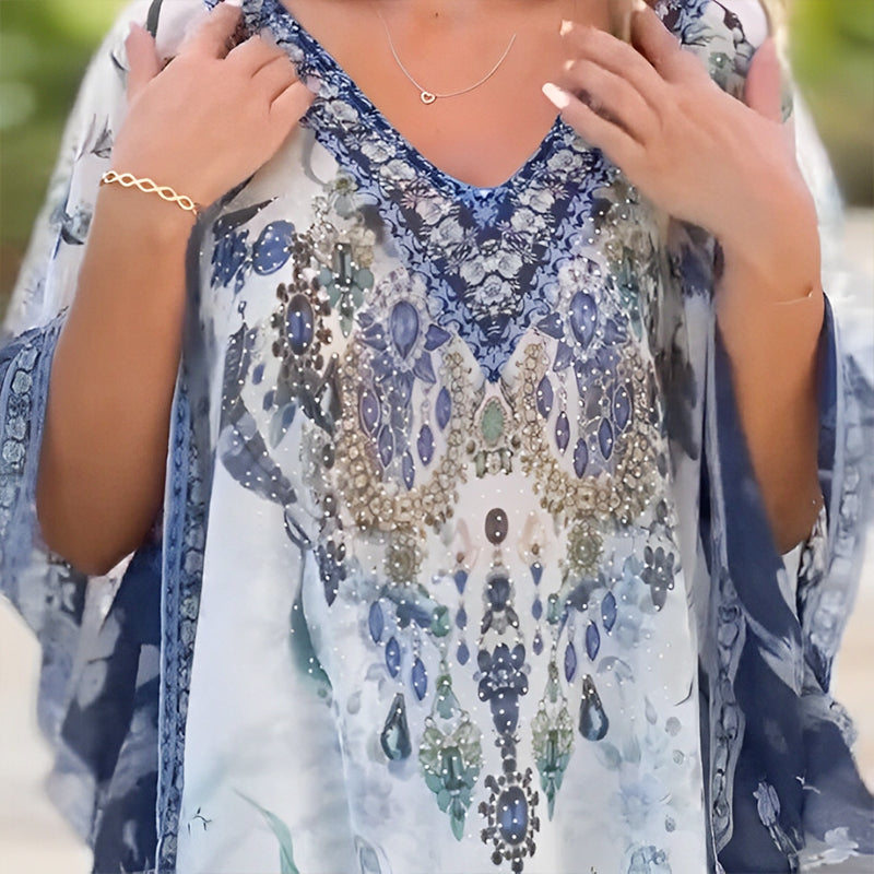 [S-5XL]💃Rochie Boho cu Imprimeu și Volane, Decolteu în V-4