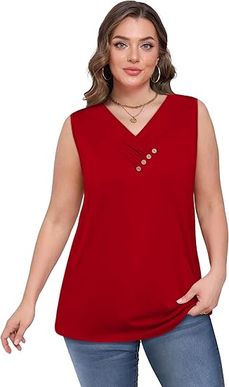 💐 Tricou larg fără mâneci, cu guler în V, pentru femei-17