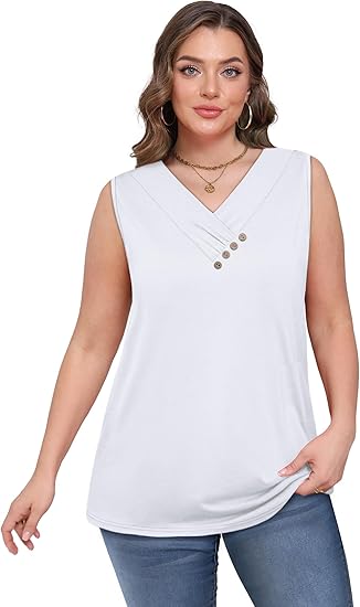 💐 Tricou larg fără mâneci, cu guler în V, pentru femei-13