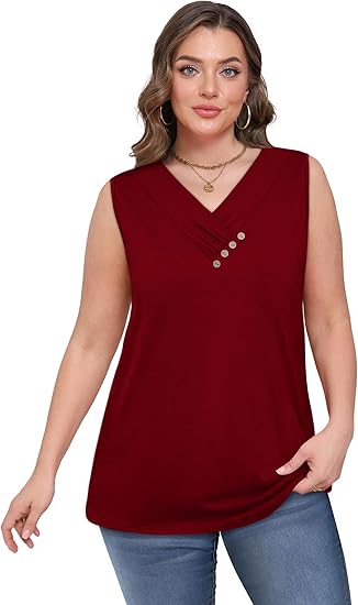 💐 Tricou larg fără mâneci, cu guler în V, pentru femei-14