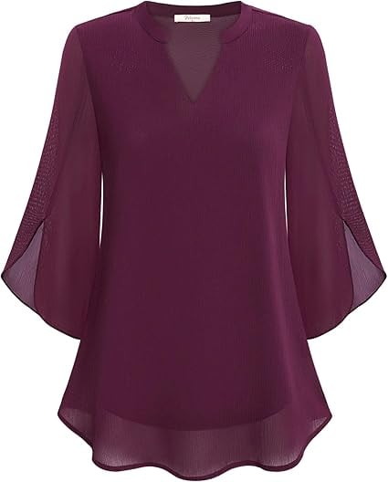 💖2026👚 Elegantă Cămașă din Șifon cu Decolteu în V - Stil Rafinată pentru Orice Ocazie!-14