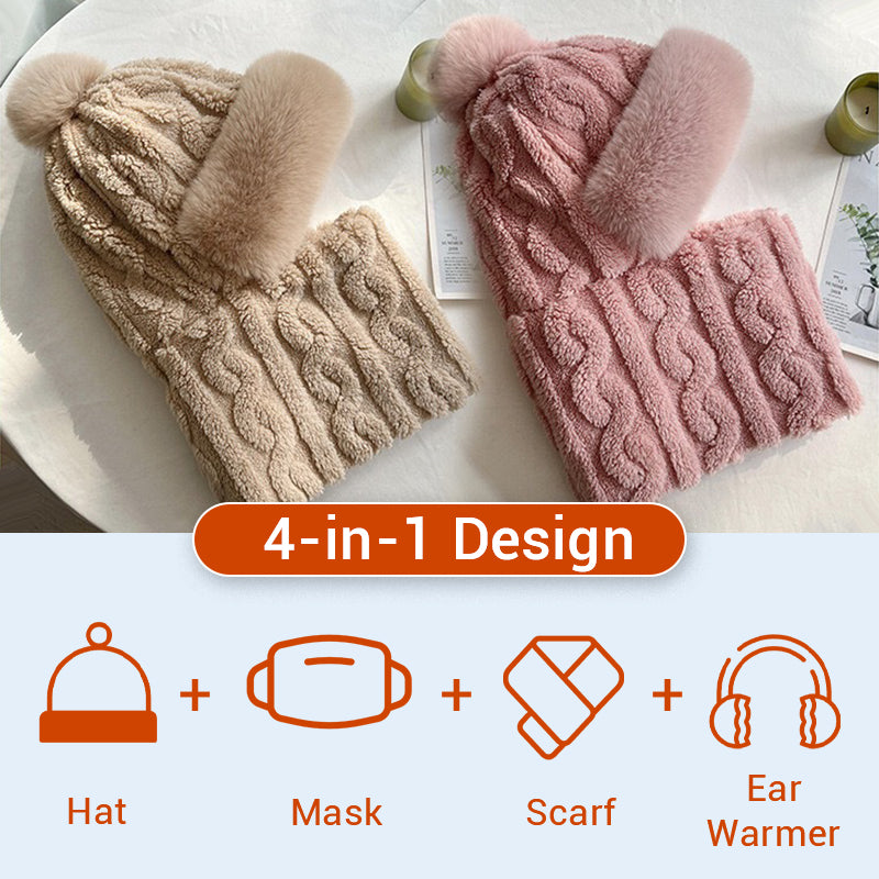 Women's Winter Warm Windproof Plush Scarf Hat