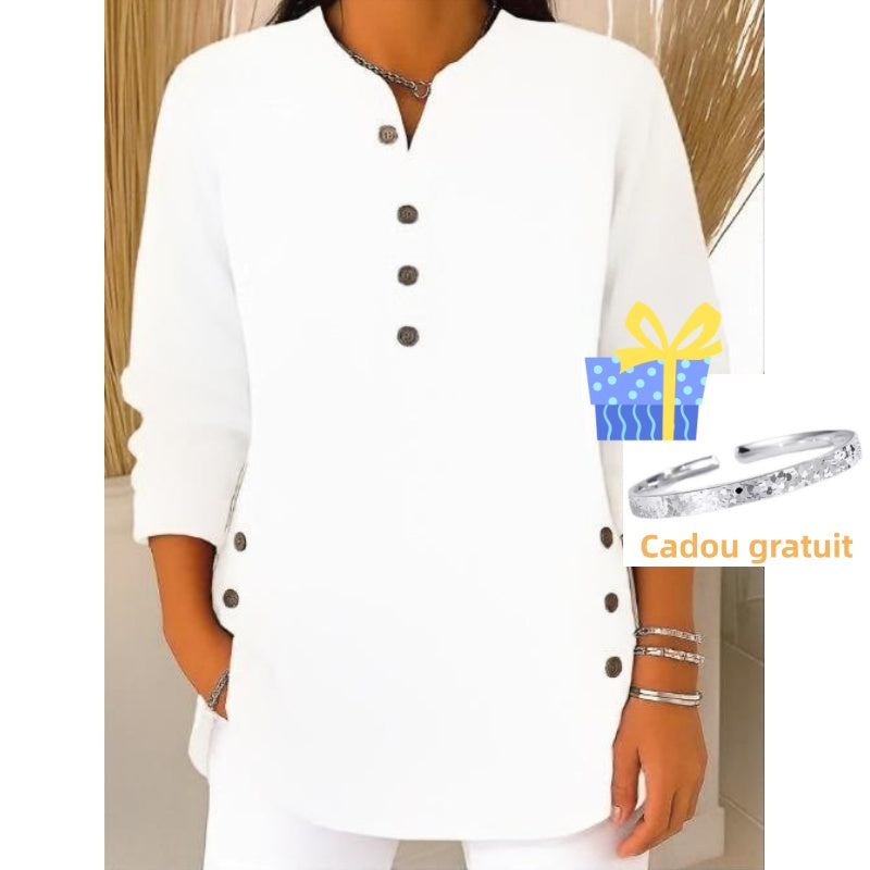 🎉 Bluză Henley din catifea pentru femei – elegantă, moale și versatilă 🧥📦-22