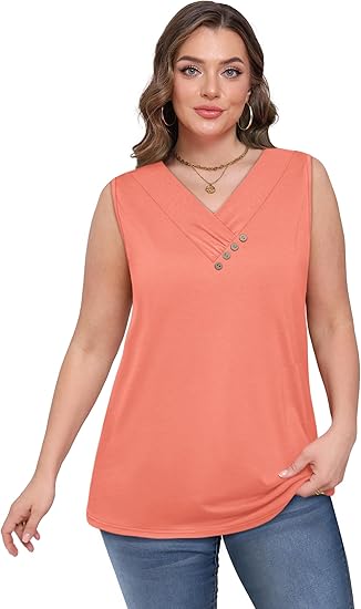💐 Tricou larg fără mâneci, cu guler în V, pentru femei-12