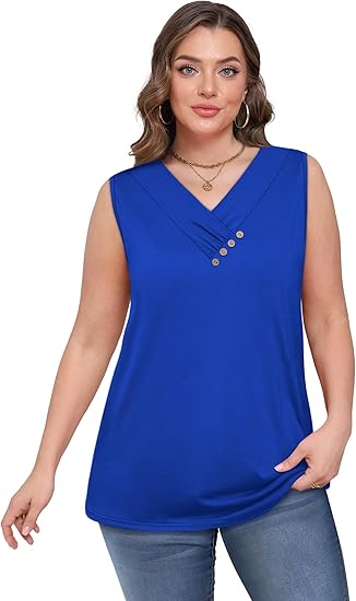 💐 Tricou larg fără mâneci, cu guler în V, pentru femei-7