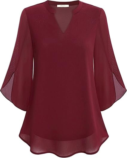 💖2026👚 Elegantă Cămașă din Șifon cu Decolteu în V - Stil Rafinată pentru Orice Ocazie!-16